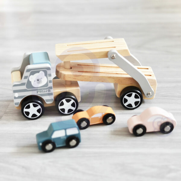 VIGA PolarB Drewniana laweta z samochodzikami Montessori - 007