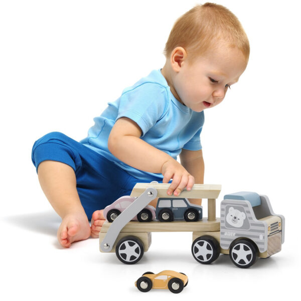 VIGA PolarB Drewniana laweta z samochodzikami Montessori - 013
