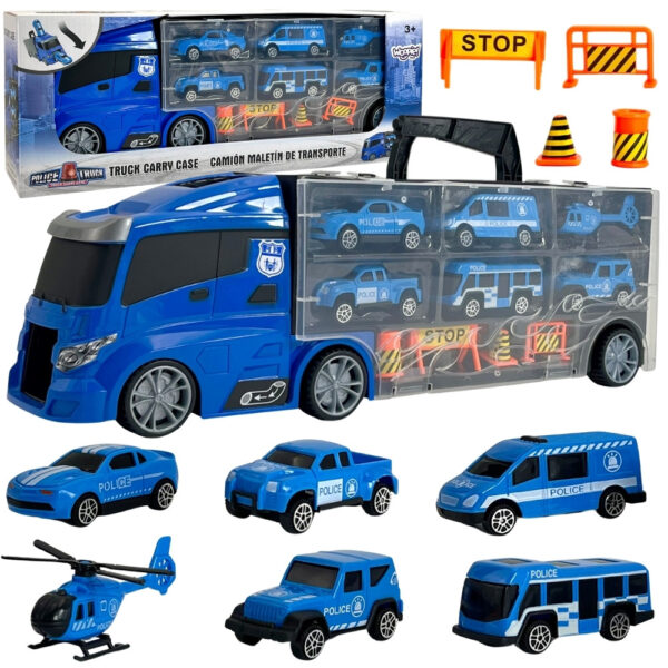 WOOPIE Zestaw Cieżarówka Transporter 3w1 Niebieski Policja - 001