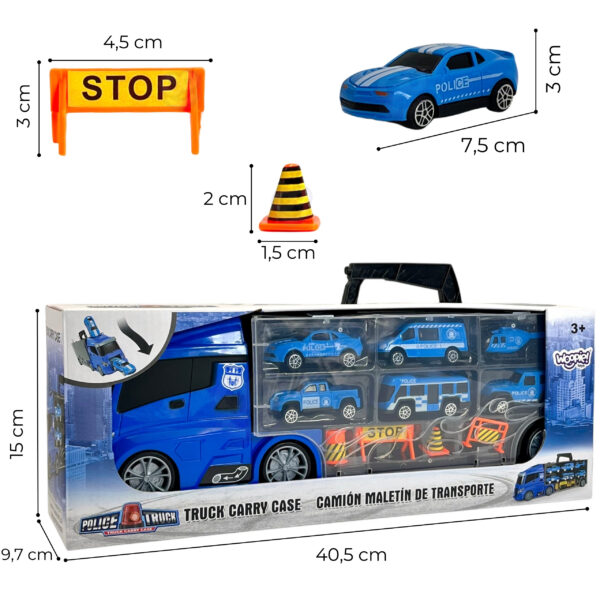 WOOPIE Zestaw Cieżarówka Transporter 3w1 Niebieski Policja - 007
