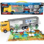 WOOPIE Ciężarówka Transporter 2w1 Zestaw Dinozaurów + Makieta - 001