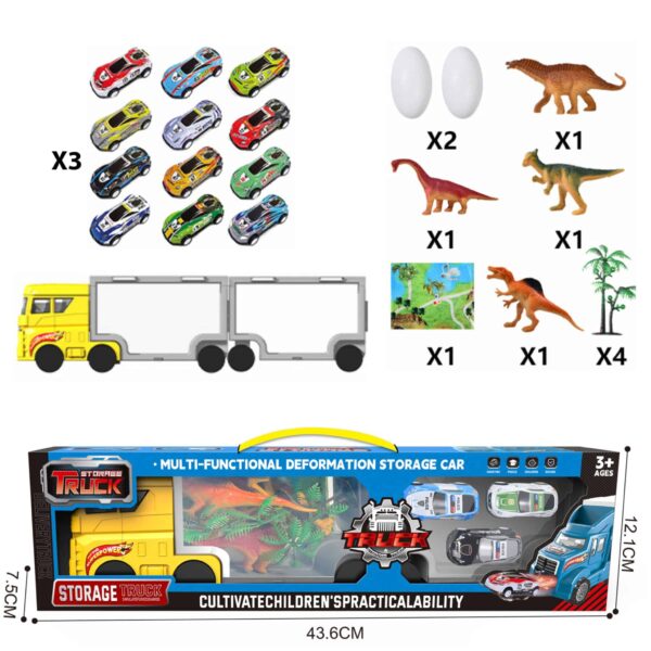 WOOPIE Ciężarówka Transporter 2w1 Zestaw Dinozaurów + Makieta - 002