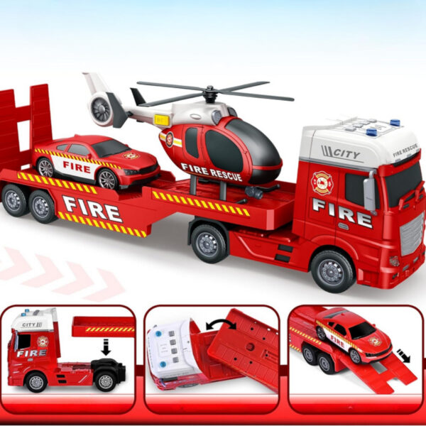 WOOPIE Zestaw Pojazdów Laweta Strażacka Helikopter Samochód Dźwięk Światła - 006