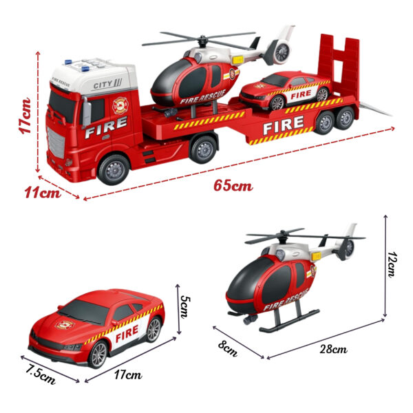 WOOPIE Zestaw Pojazdów Laweta Strażacka Helikopter Samochód Dźwięk Światła - 008