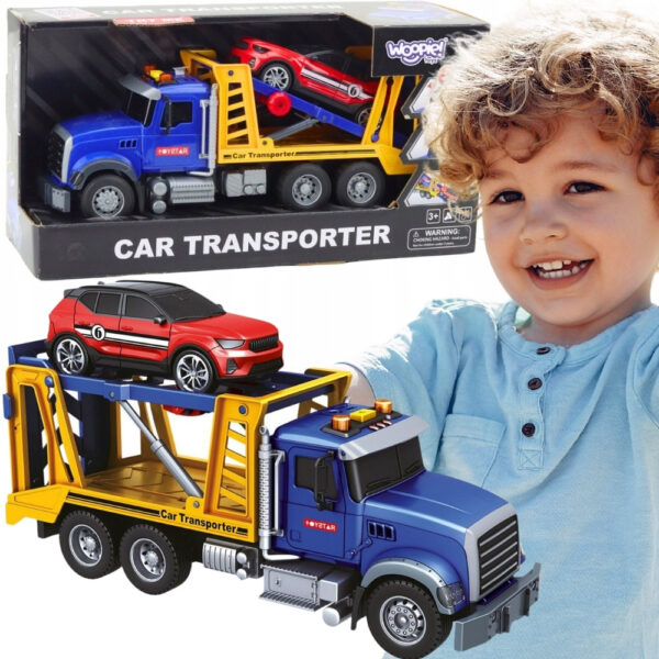 WOOPIE Laweta Ciężarówka Transporter Z Autkiem Światło Dźwięk Skala 1:14 - 001