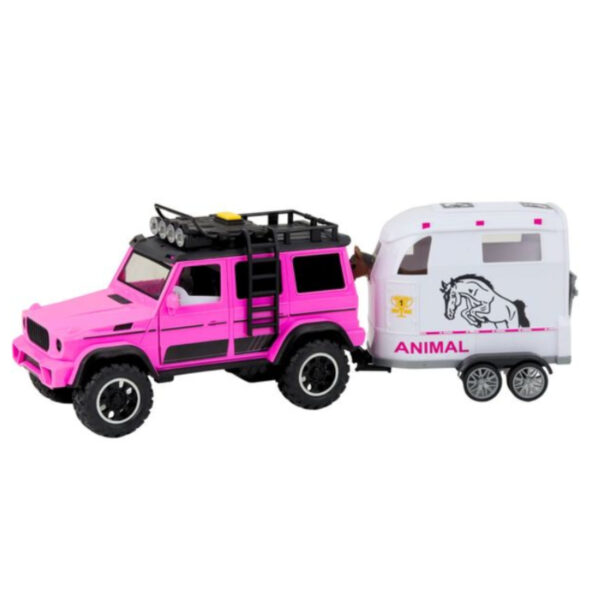 WOOPIE Zestaw Różowy Samochód Terenowy z Przyczepką i Figurką Konia - 004