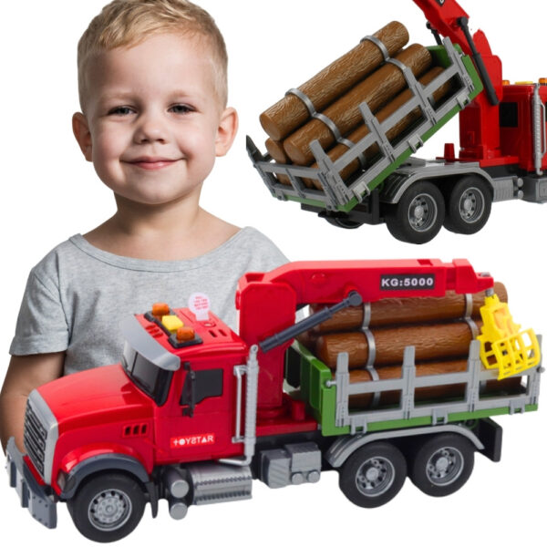 WOOPIE Ciężarówka z Ruchomym Dźwigiem do Drewna Dźwięk Światła 1:14 - 001