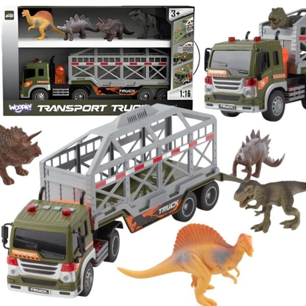 WOOPIE Ciężarówka Transporter Dinozaurów Auto z Dźwiękiem i Światłem - 001