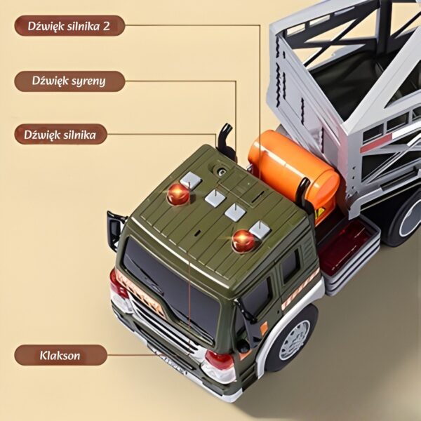 WOOPIE Ciężarówka Transporter Dinozaurów Auto z Dźwiękiem i Światłem - 009