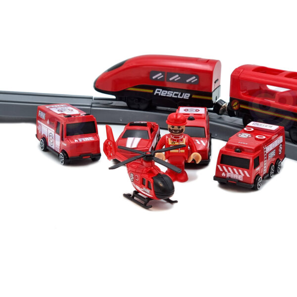 WOOPIE Kolejka Elektryczna Tor Samochodowy Straż Helikopter Auta 92 el. - 003