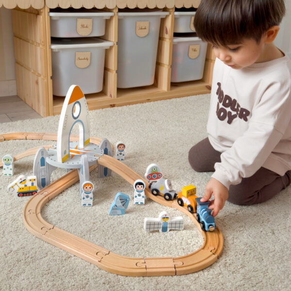 TOOKY TOY Drewniana Kolejka Kosmiczna Zestaw Tory - 006