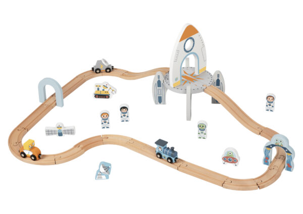 TOOKY TOY Drewniana Kolejka Kosmiczna Zestaw Tory - 008