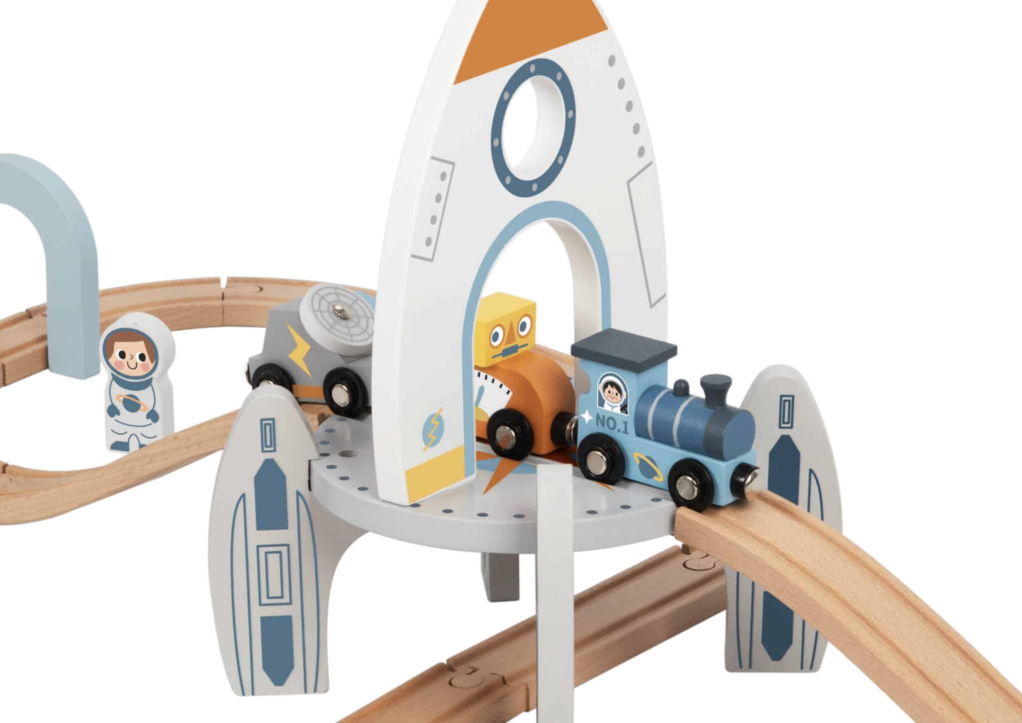 TOOKY TOY Drewniana Kolejka Kosmiczna Zestaw Tory - 009