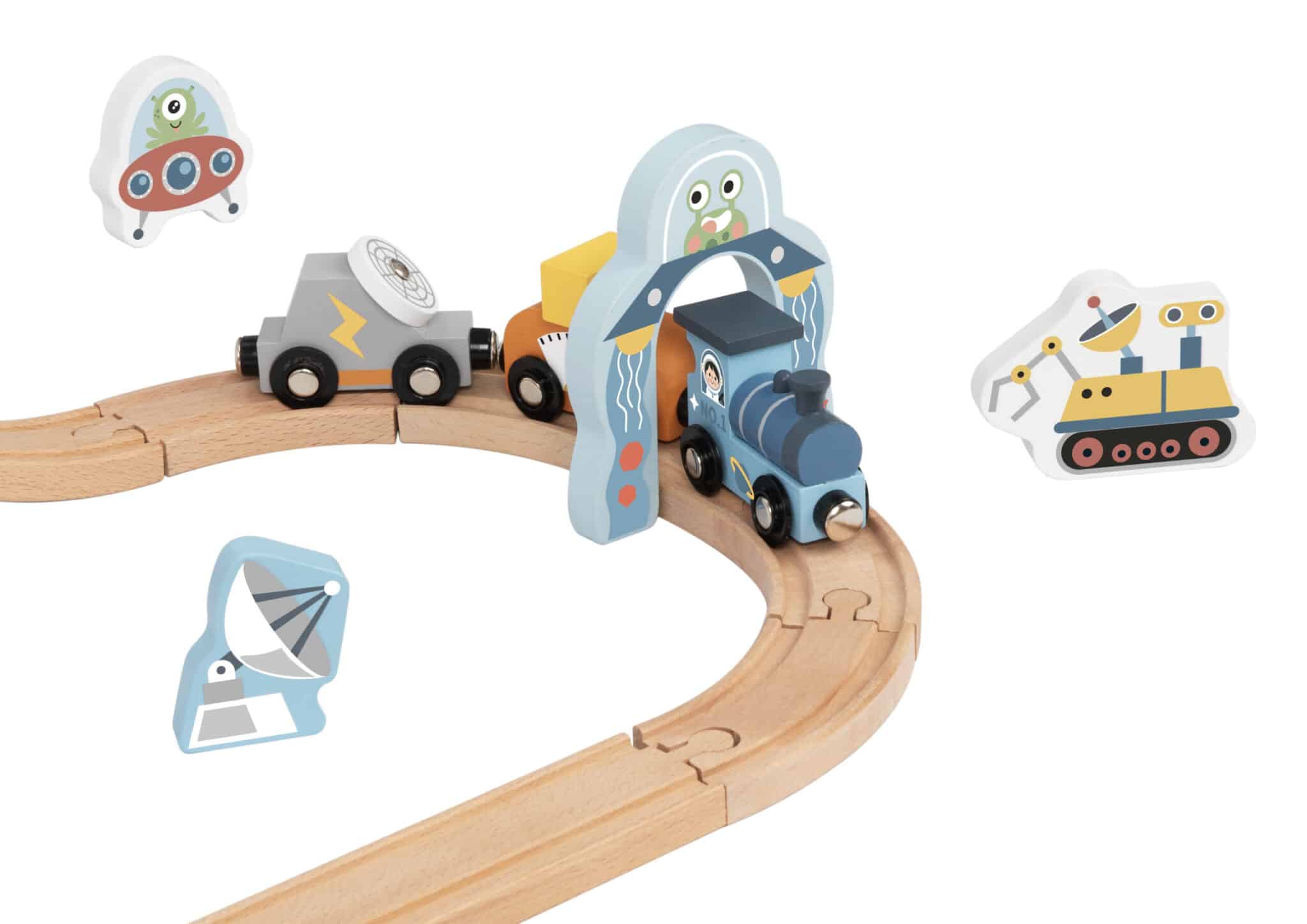 TOOKY TOY Drewniana Kolejka Kosmiczna Zestaw Tory - 010