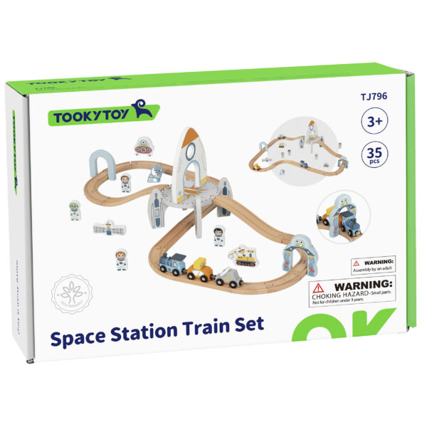 TOOKY TOY Drewniana Kolejka Kosmiczna Zestaw Tory - 012