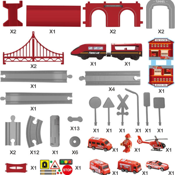 WOOPIE Zestaw Kolejka Elektryczna Pendolino Straż Pożarna 66el. - 007