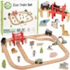 WOOPIE GREEN Drewniana Kolejka ZOO Zestaw XL Pociąg na Magnes Tor 60 el. FSC - 001