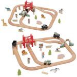 Drewniany Tor Kolejowy ZOO Woopie Green – Pociąg z Wagonami na Magnes Montessori - 005