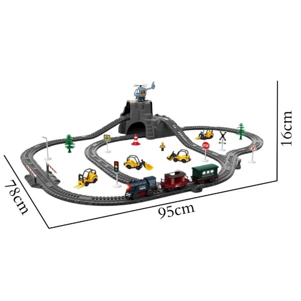 WOOPIE Elektryczna Kolejka Tor Retro Ciuchcia Lokomotywa + 2 Wagony – Zestaw 76 el. - 006