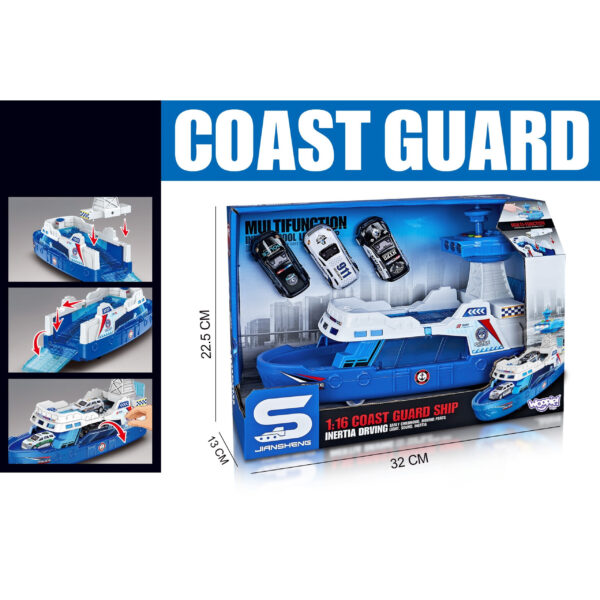 WOOPIE Łódź Policyjna Patrolowa Interaktywna - Skala 1:16 + Autka 3 szt. - 006