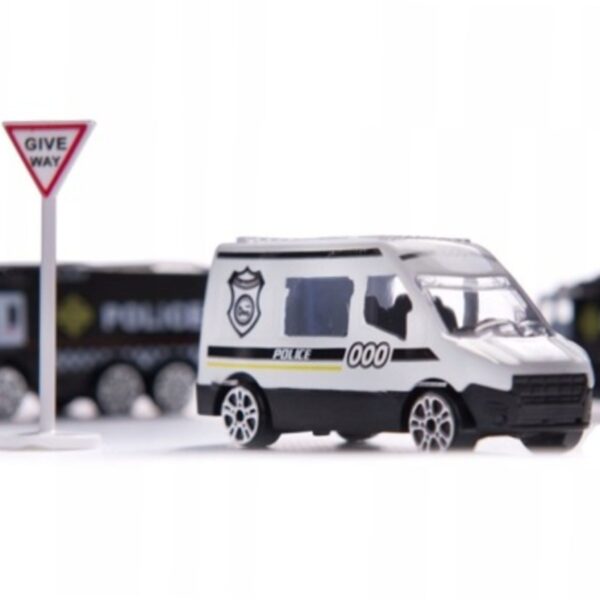 WOOPIE Samolot Rozkładany Transporter Policja z 3 Autami Policyjnymi Zestaw XL Znaki Drogowe - 006
