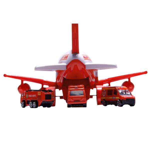 WOOPIE Samolot Rozkładany Transporter Straż Pożarna z 3 Autami Strażackimi Zestaw XL Znaki Drogowe - 006