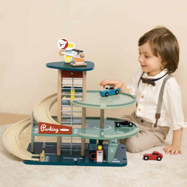 CLASSIC WORLD Wielopoziomowy Parking Auta Helikopter Dystybutor Myjnia + Akc. - 013