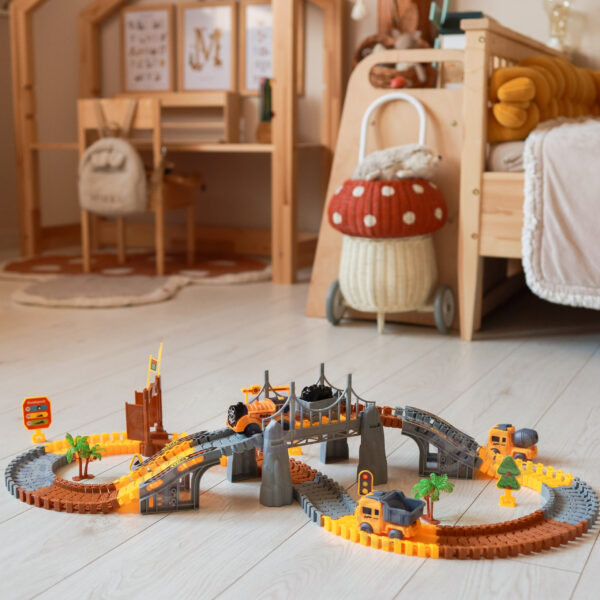 WOOPIE Tor Samochodowy XXL Kolejka Elektryczna Plac Budowy 174 el. - 005