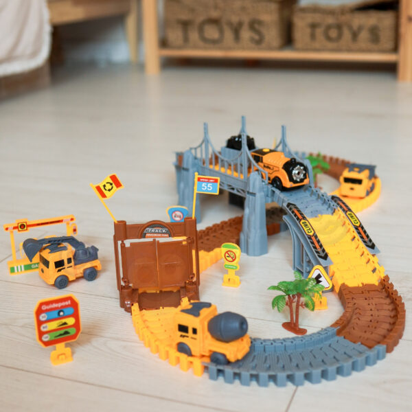 WOOPIE Tor Samochodowy XXL Kolejka Elektryczna Plac Budowy 174 el. - 007