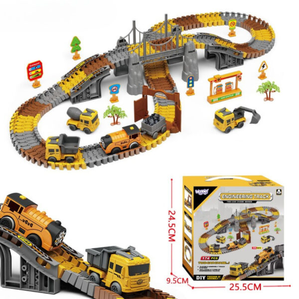 WOOPIE Tor Samochodowy XXL Kolejka Elektryczna Plac Budowy 174 el. - 014