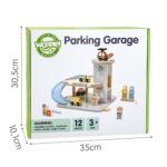 WOOPIE GREEN Drewniany Parking Piętrowy 2w1 Stacja Benzynowa z Autkami i Figurkami 12 el. FSC - 005
