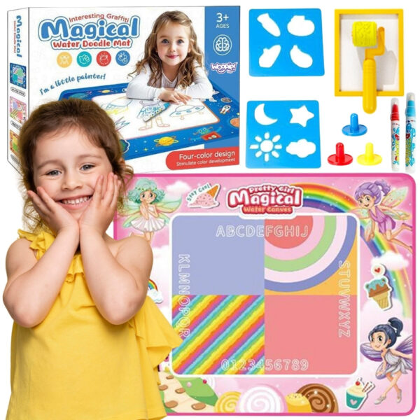 WOOPIE Mata Wodna do Malowania XXL 100x80cm Wróżki Różowa - 001