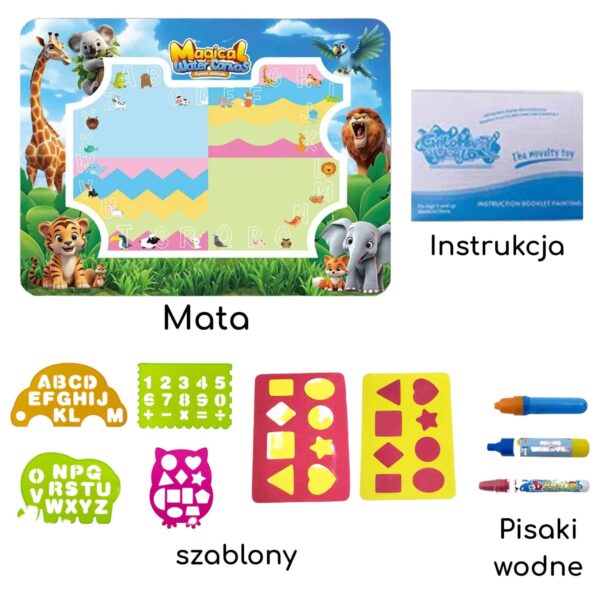WOOPIE Mata Wodna do Malowania Safari Literki Cyferki - 003