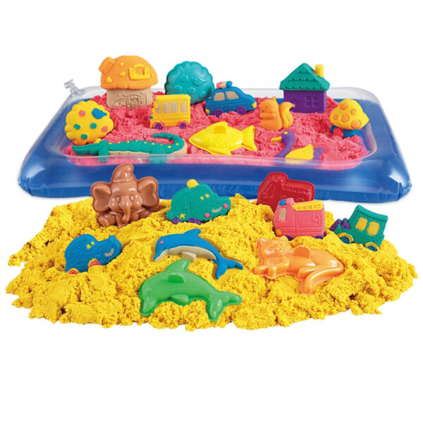 WOOPIE Piasek Kinetyczny 0,8 kg Zestaw w Koszyku z Foremkami +  / - 003