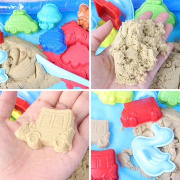 WOOPIE Piasek Kinetyczny 0,8 kg Zestaw w Koszyku z Foremkami +  / - 004