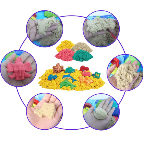 WOOPIE Piasek Kinetyczny 0,8 kg Zestaw w Koszyku z Foremkami +  / - 005