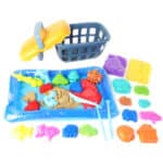 WOOPIE Piasek Kinetyczny 0,8 kg Zestaw w Koszyku z Foremkami +  / - 006