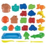 WOOPIE Piasek Kinetyczny 0,8 kg Zestaw w Koszyku z Foremkami +  / - 007