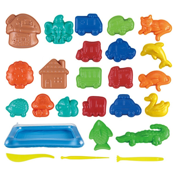 WOOPIE Piasek Kinetyczny 0,8 kg Zestaw w Koszyku z Foremkami +  / - 007