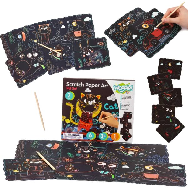 WOOPIE ART&FUN Zestaw Kreatywny Wydrapywanki dla Dzieci 7 el. - 001