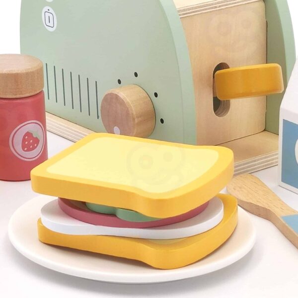 Drewniany Toster z Akcesoriami Woopie Green - Edukacyjny Zestaw FSC - 008