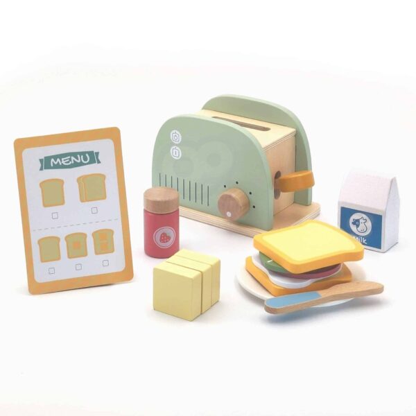 Drewniany Toster z Akcesoriami Woopie Green - Edukacyjny Zestaw FSC - 009