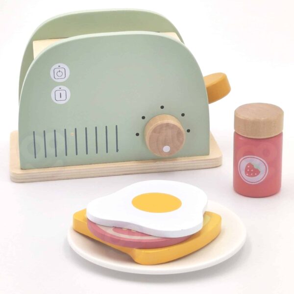 Drewniany Toster z Akcesoriami Woopie Green - Edukacyjny Zestaw FSC - 011