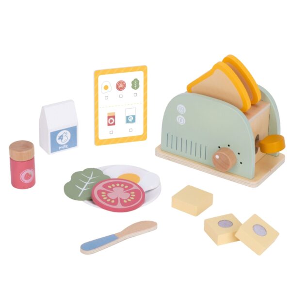 Drewniany Toster z Akcesoriami Woopie Green - Edukacyjny Zestaw FSC - 013