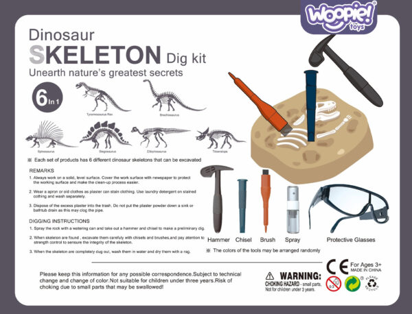 WOOPIE Wykopalisko "Mały Archeolog" 6 Szkieletów Dinozaurów - 013