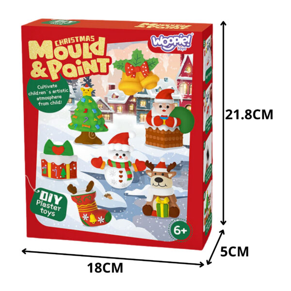 WOOPIE Zestaw Kreatywny z Farbami DIY Zrób Odlewy Gipsowe Figurki i Pomaluj - Zestaw Świąteczny - 005