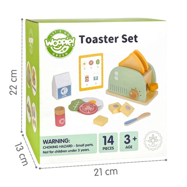 Drewniany Toster z Akcesoriami Woopie Green - Edukacyjny Zestaw FSC - 015