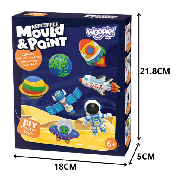 WOOPIE Zestaw Kreatywny z Farbami DIY Zrób Odlewy Gipsowe Figurki i Pomaluj - Zestaw Kosmiczny - 005