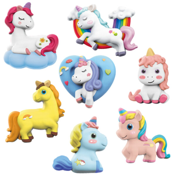 WOOPIE Zestaw Kreatywny z Farbami DIY Zrób Odlewy Gipsowe Figurki i Pomaluj - Zestaw Jednorożce - 002