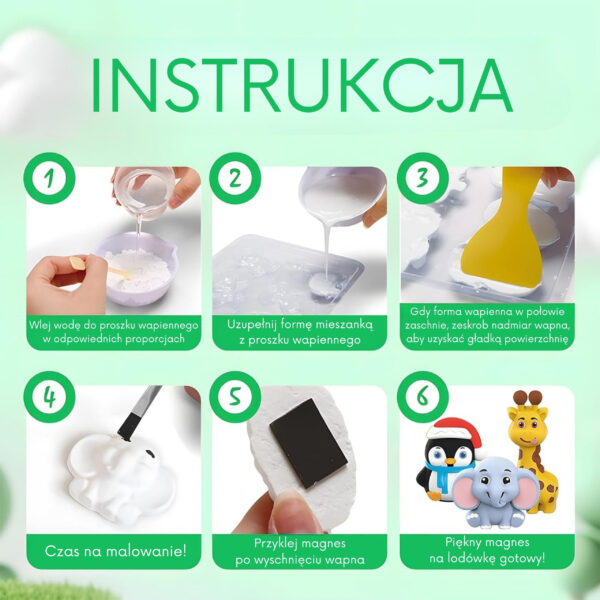 WOOPIE Zestaw Kreatywny z Farbami DIY Zrób Odlewy Gipsowe Figurki i Pomaluj - Zestaw Zwierzątka - 009